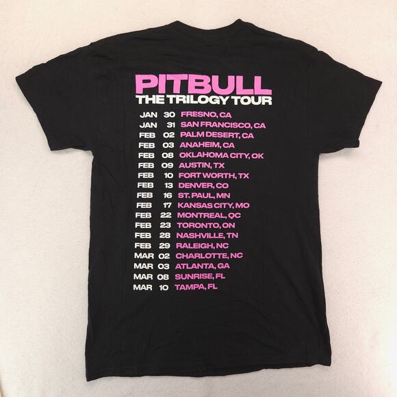 Pitbull The Trilogy Tour Band Crew Neck Graphic T Shirt Mens Size M Black - Picture 9 of 9